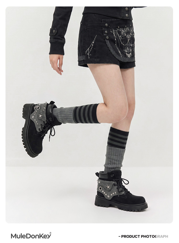 Mule Donkey Retro Lace-Up Platform Martin Boot