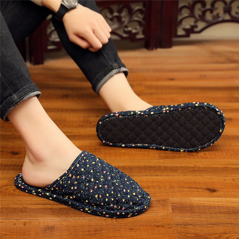Early Autumn New Style Unisex Couple's Foot-Covering Cloth-Soled Slippers for Wooden Floors and Tiles, Silent Indoor Soft-Soled, Machine Washable Home Slippers
