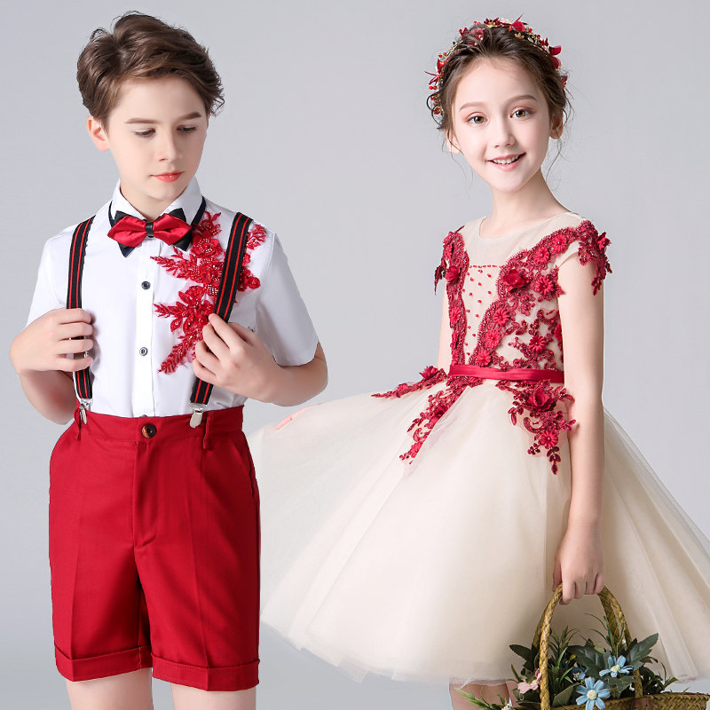 Children's Chorus Costume Primary and Secondary School Students Performance Costume Six One Chorus Recitation Performance Costume Girls Puff Skirt Set