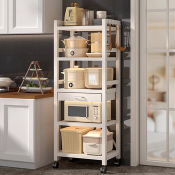 Kitchen storage rack household kitchen utensils microwave oven pot rack multi-layer with drawer removable gap storage layer