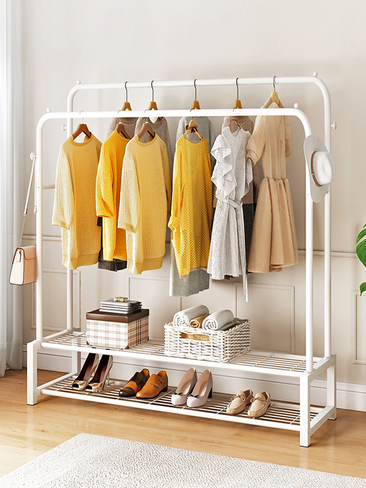 Clothes rack pole floor folding indoor cool hanger bedroom simple double pole balcony household clothes rack