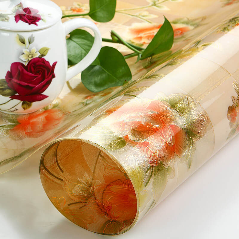 Golden printed plastic table cushion tea table cushion waterproof and oil-proof PVC soft glass table cloth European style upscale luxury