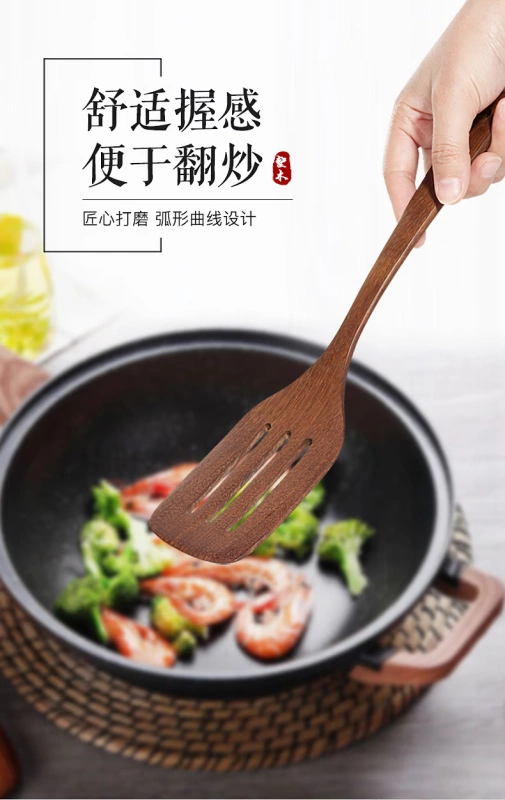 Crown Baoer cánh gà thìa gỗ không dính chảo nhà bếp nấu xẻng súp chịu nhiệt muỗng thìa chiên - Phòng bếp