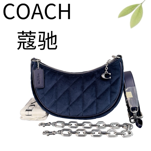 99 New Coach/Coach Blue Fabric Mira24 Shoulder Crossbody Bag Z26029810 Bottom Length 24X16