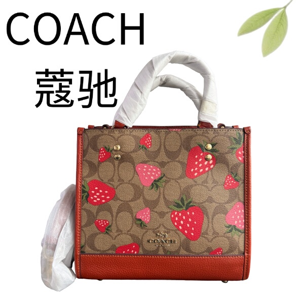 95% New Coach/Monogram Strawberry Dempsey22 Square Crossbody Bag Z26031861 Dimensions 22X20X11