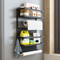Kitchen rack black refrigerator rack microwave oven side hanging multifunctional fresh-keeping bag magnetic non-perforated seasoning storage