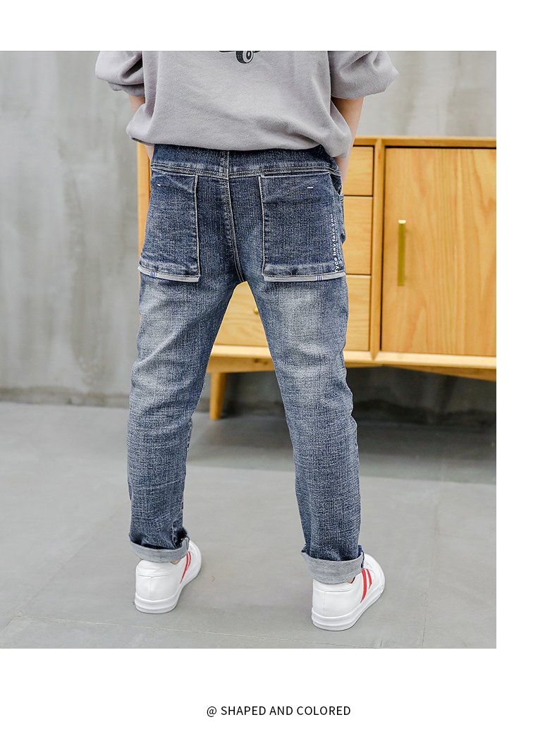 Quần áo trẻ em quần bé trai mùa xuân và mùa thu 2019 Quần jean trẻ em mới phiên bản Hàn Quốc của quần dài mùa xuân trẻ em lớn - Quần jean quần sooc bò bé gái