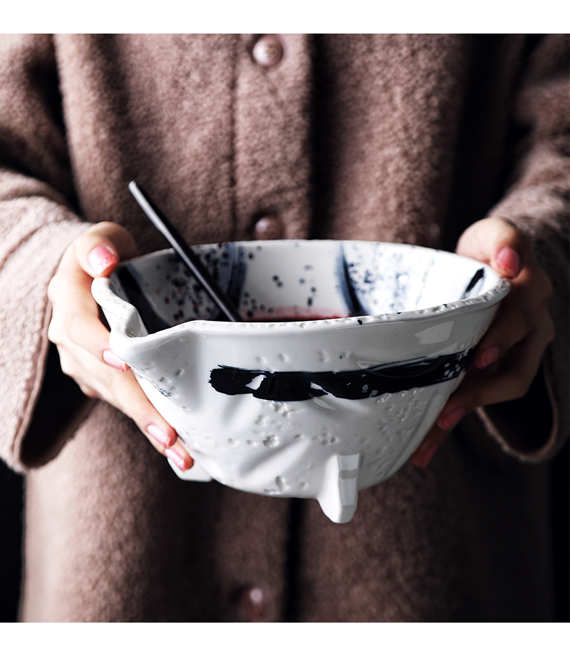 Tao soft Japanese mixing bowl bowl of milk mix rainbow such as bowl three feet retro move characteristics tableware creative bigger sizes large soup bowl