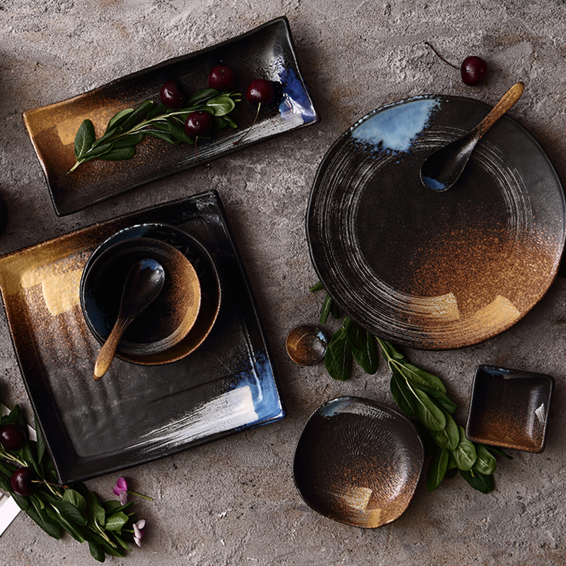 Tao soft free collocation with Japanese creative move under the glaze up ceramic pottery dishes utensils cup dish spoons
