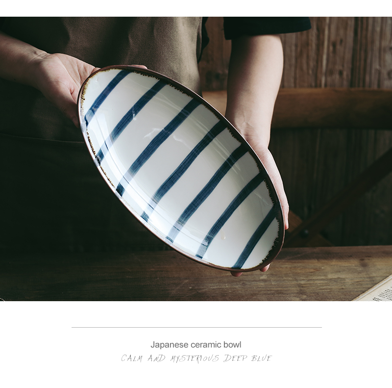 Tao soft Japanese sushi plate oval fish dish plate household fruit bowl individuality creative ceramic plate