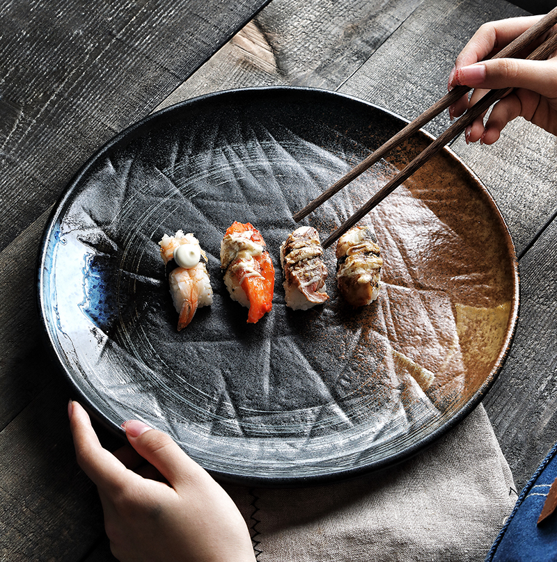 Tao soft Japanese large plate of restoring ancient ways round western food dish fish dish home restaurant hotel ceramic disc plate