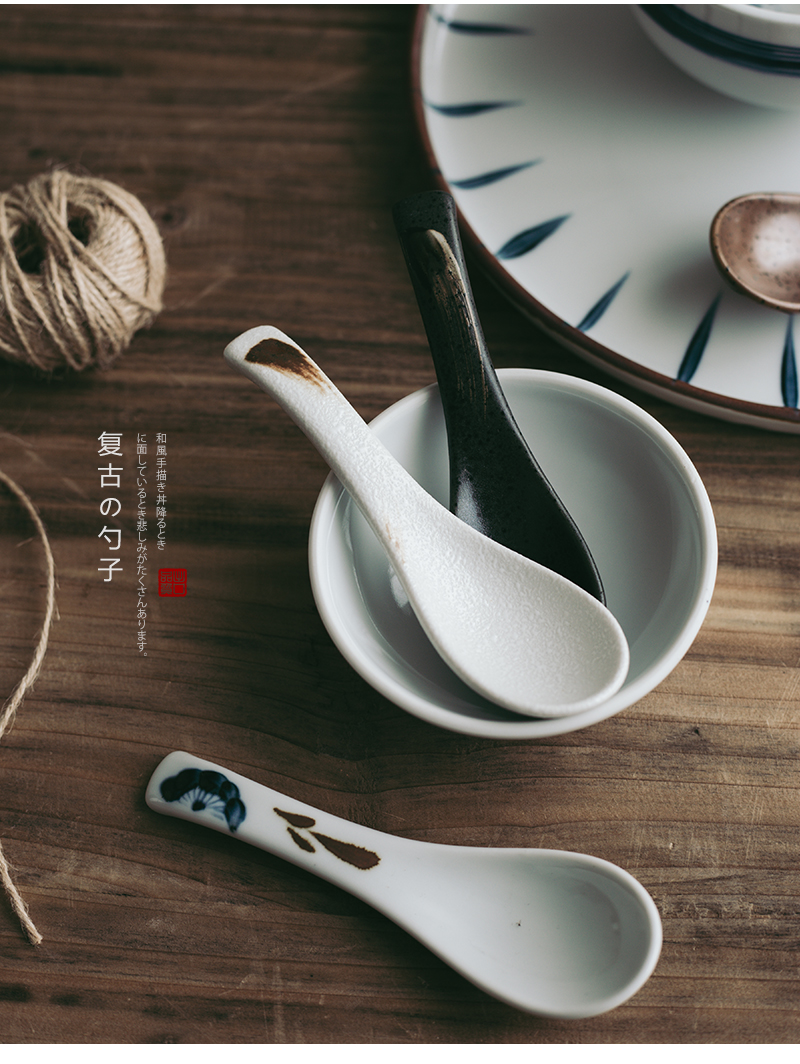 Ceramic color soft hand Japanese small household spoons retro Ceramic spoon ladle soup spoon, dessert run out to restaurants