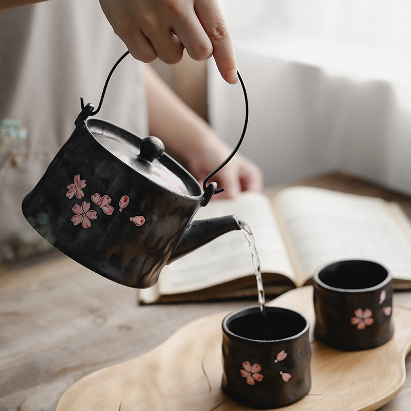 Tao soft Japanese tea set household creative hand - made under glaze color porcelain teapot teacup and wind afternoon small girder pot