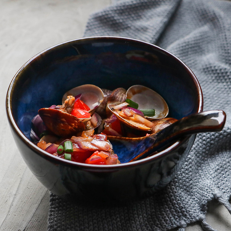 Tao gentle move, Korean creative fashion ceramic bowl of soup bowl of household bigger sizes rainbow such to use retro ceramic tableware