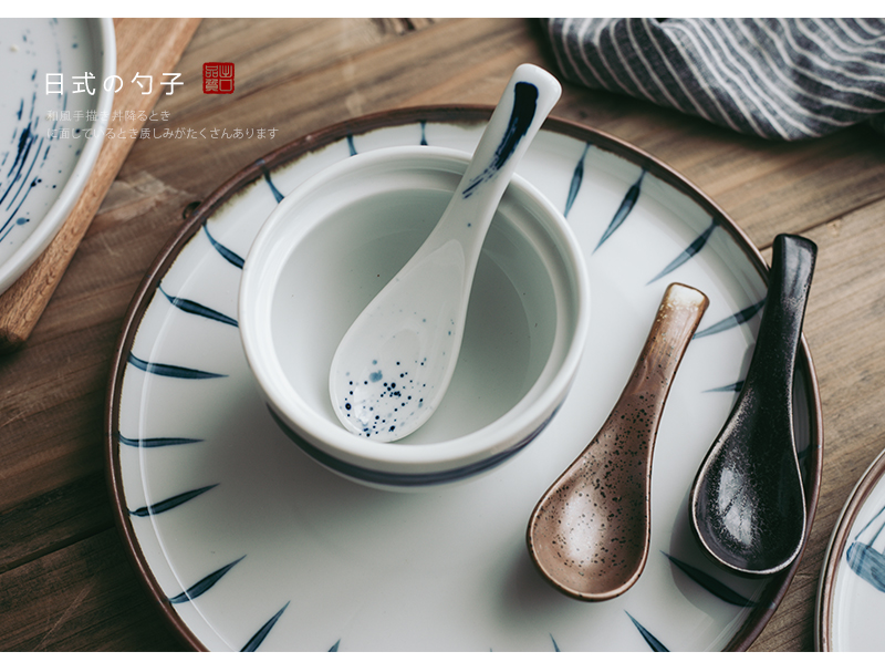 Ceramic color soft hand Japanese small household spoons retro Ceramic spoon ladle soup spoon, dessert run out to restaurants