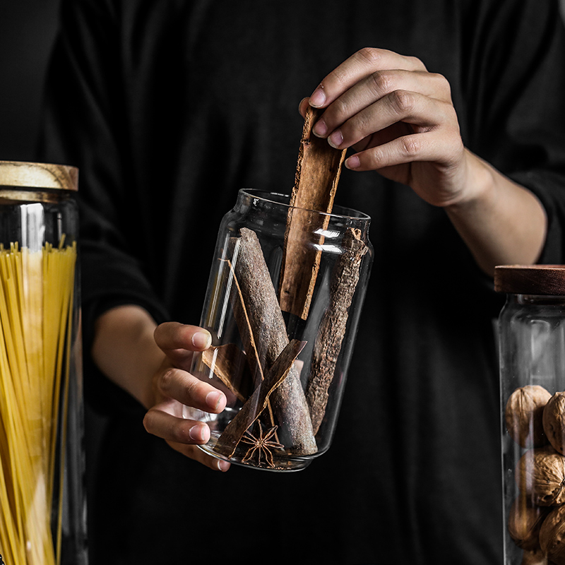 Tao soft wood cover sealing glass pot food as cans of dry goods receive of snacks grain storage tank caddy fixings