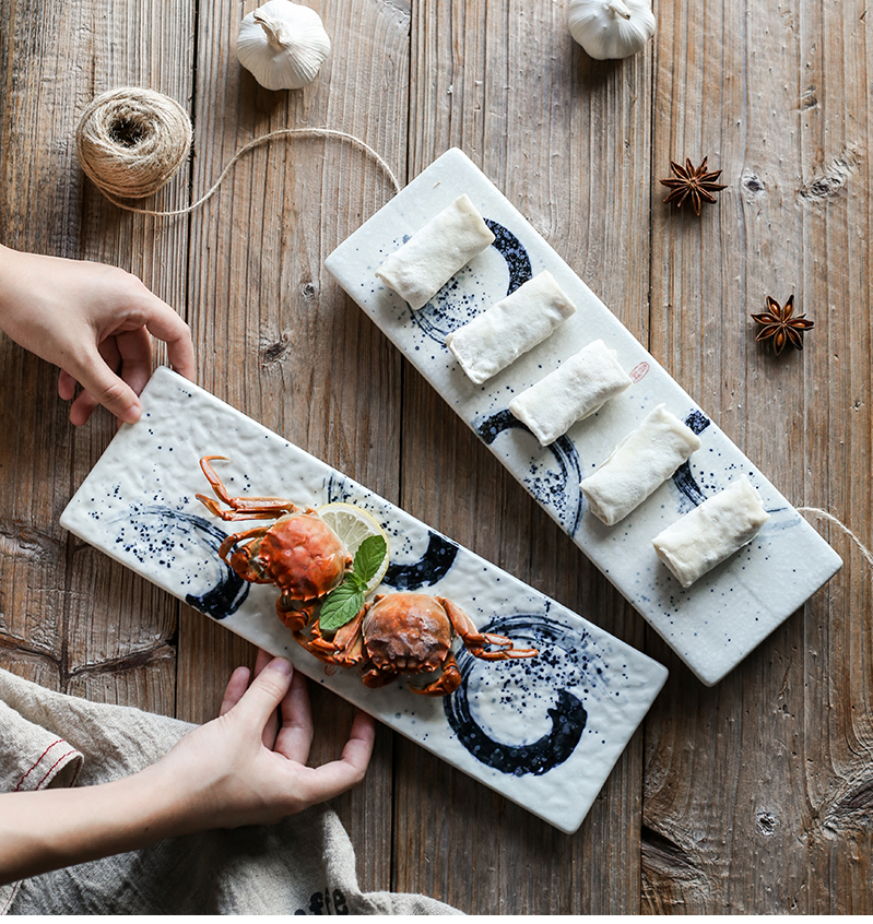 Tao soft creative hand - made sushi plate strip flat plate of Japanese dishes sashimi dishes saury plate of cold dishes
