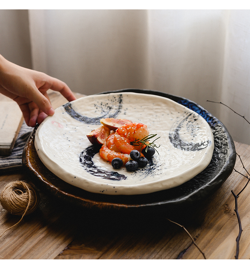 Tao soft extra large ceramic plate hotel hotel special seafood dish platter large sushi plate disc type