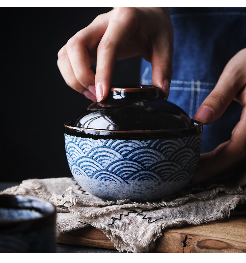 Tao soft Japanese ceramics hand - made dessert steamed egg stew bird 's nest in clay pot soup bowl stew pot with cover dessert them across indicates the water