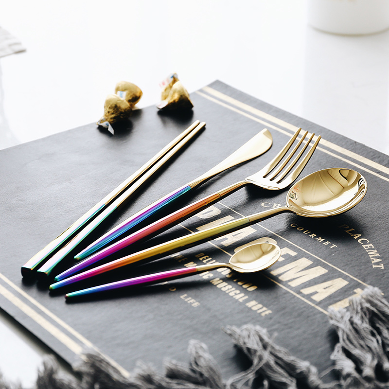 Tao soft European stainless steel household dazzle see steak western food knife and fork spoon, chopsticks tableware suit dessert spoon, run out of dish