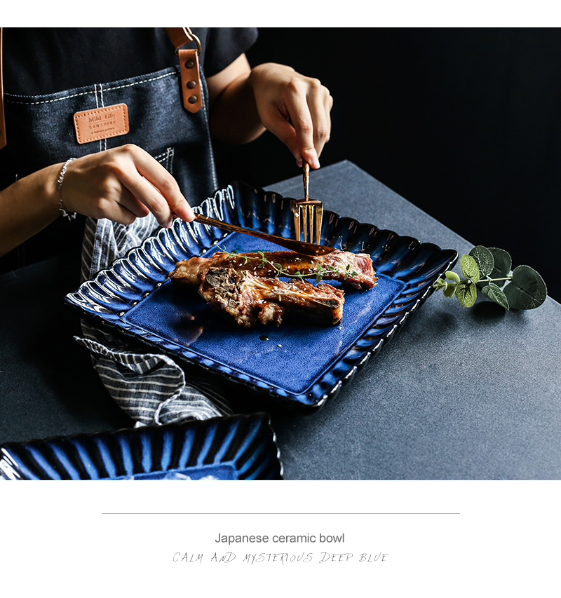 Tao soft is Europe type restoring ancient ways, chamomile blue ceramic tableware for western food restaurant dish fruit dish dish dish platter