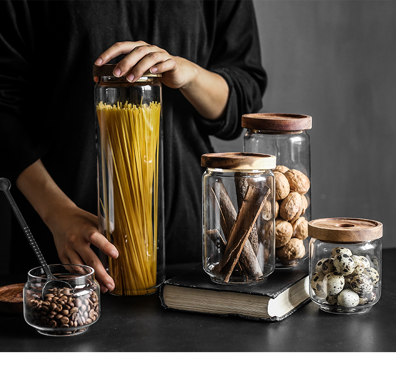 Tao soft wood cover sealing glass pot food as cans of dry goods receive of snacks grain storage tank caddy fixings