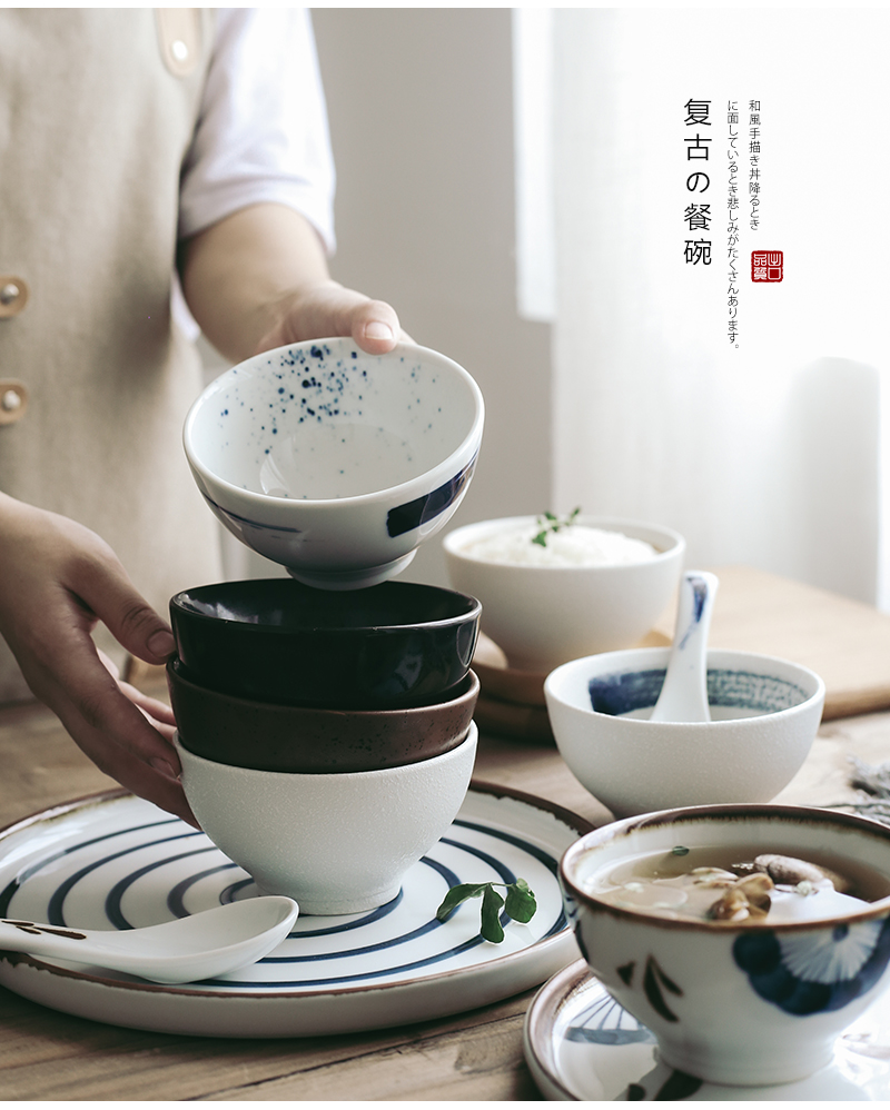 Tao soft Japanese hand - made ceramic home eat rice bowl bowls bowl bowl a single bowl of soup bowl Korean rice bowl