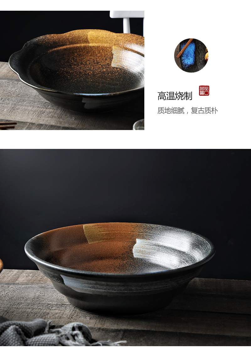 Tao soft ceramic large soup bowl bowl household pickled fish bowl of salad bowl deep bowl dish poon choi bowl of noodles in soup bowl