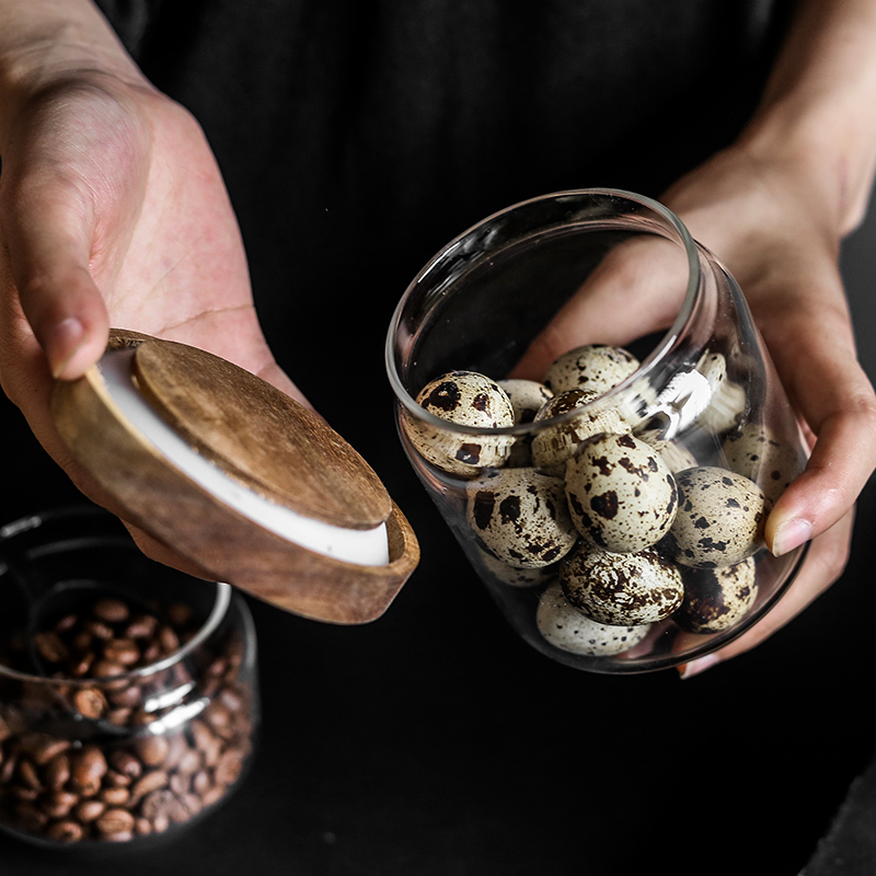 Tao soft wood cover sealing glass pot food as cans of dry goods receive of snacks grain storage tank caddy fixings