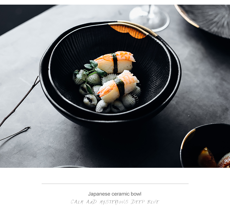 Tao soft Nordic fuels the irregular meal bowl of rice bowls of pottery and porcelain tableware soup can grind arenaceous black rainbow such as bowl restaurant dishes