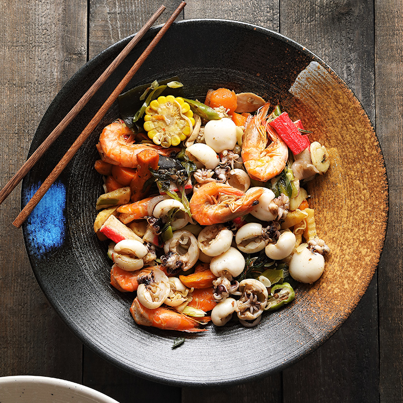 Tao soft ceramic large soup bowl bowl household pickled fish bowl of salad bowl deep bowl dish poon choi bowl of noodles in soup bowl