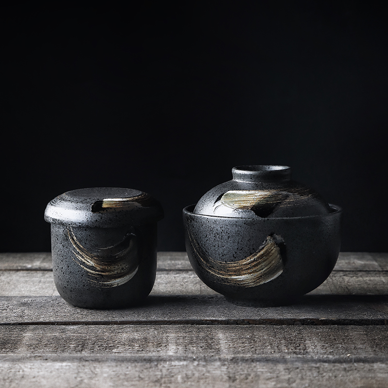 Tao soft Japanese small ceramic bird 's nest sweet steamed egg stew pot stewed soup bowl with cover pan sweetmeats cup water stew