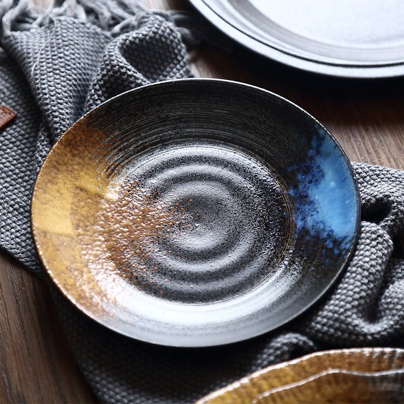 Tao soft creative Japanese retro ceramic disc size restaurants ipads plate flat pasta dish home 0