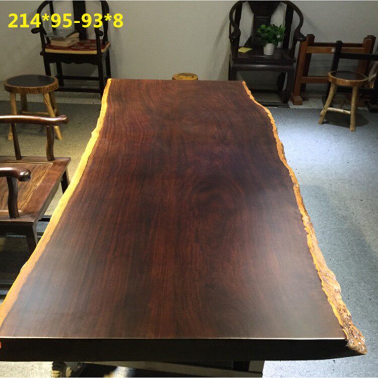 Size: 214-94-8 ebony solid wood large board solid wood tea table painting case dining table leather ash wood windmill wood