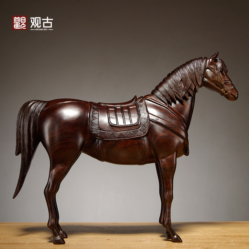 Ebony solid wood carving horse to successful decoration mahogany prosperous Tang horse home living room office decoration craft gift decoration