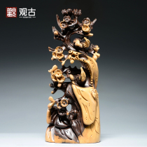 Black sandalwood happy brow root carving plum blossom carving ornaments mahogany home decoration crafts opening housewarming gift
