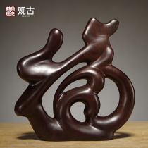 Black sandalwood carving blessed ornaments Chinese living room TV cabinet solid wood home decoration mahogany handicraft gift