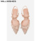 WILLWISHES fairy style pointed toe thick heel sandals