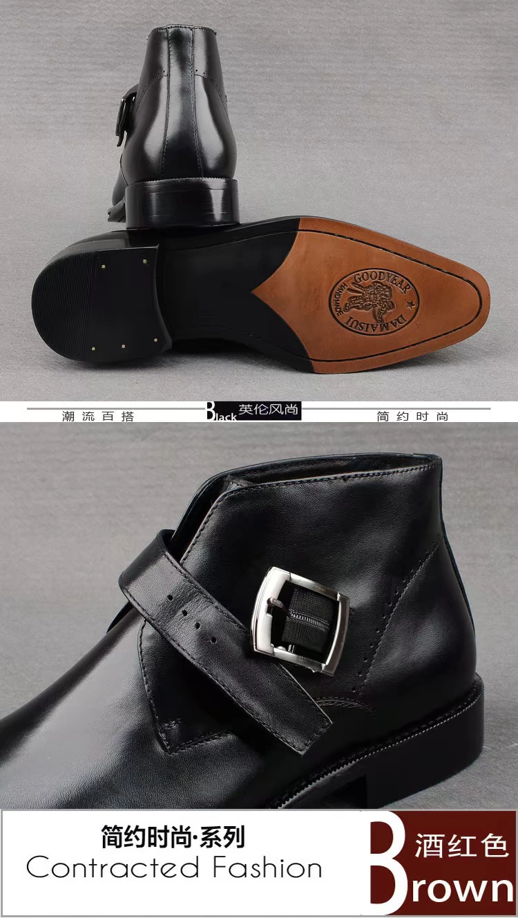 Mùa thu giản dị giày da cao cổ giày da nam công sở Anh thời trang Martin boots giày cao cổ nam mũi nhọn giày cao cổ hợp thời trang - Giày ống