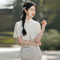 White shawl qipao Chinese style division vine improvement Republic of the country Wind retro young 2024 Summer everyday can be worn by women