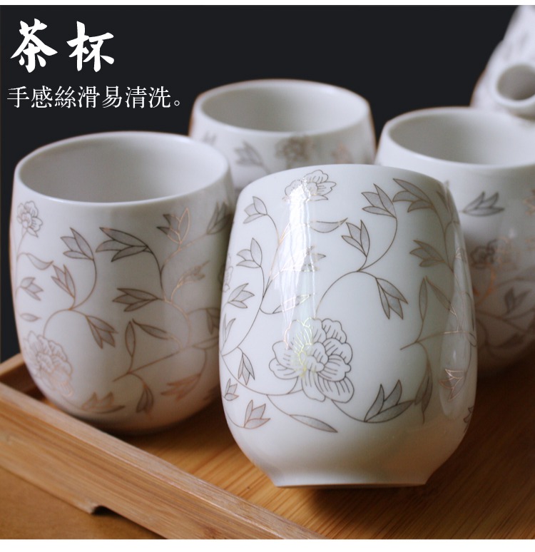 Gửi khay tre Jingdezhen bộ ấm trà gốm sứ đặt tại nhà Kung Fu ấm trà đơn giản hiện đại tách trà 6 gói - Trà sứ bộ pha trà