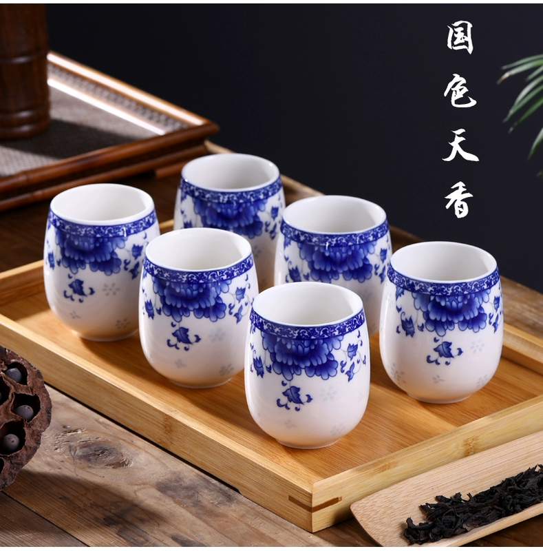 6 gói tách trà gốm gia dụng Bộ tách trà Jingdezhen một chén cốc nước tách trà hiện đại tối giản tách trà Nhật Bản - Trà sứ