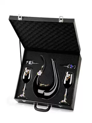 Creative Crystal Diamond Red Wine Wine enamel goblet high-end suitcase 2 European wine set wedding gift