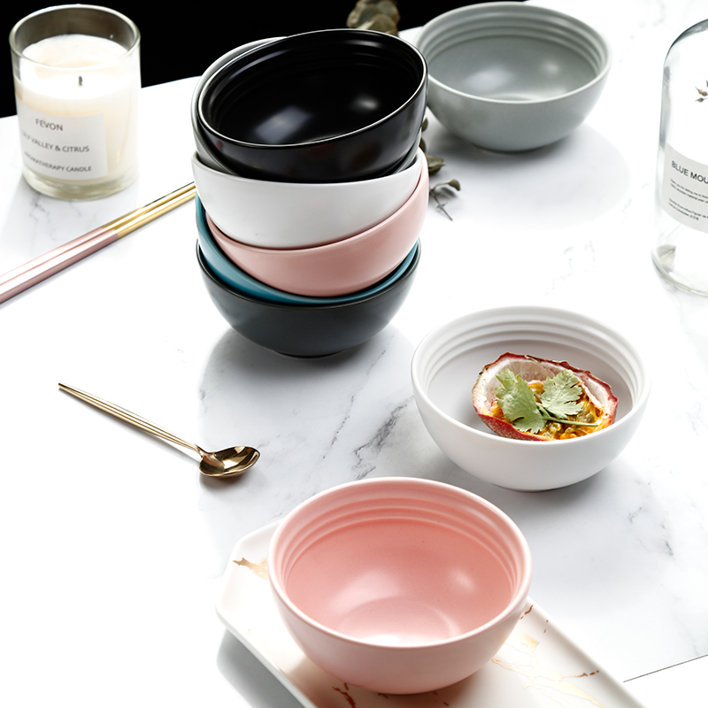 Nordic Japanese - style tableware 4.5 inch creative ceramic bowl of rice bowls pure color Japanese small bowl dessert salad bowl of soup bowl