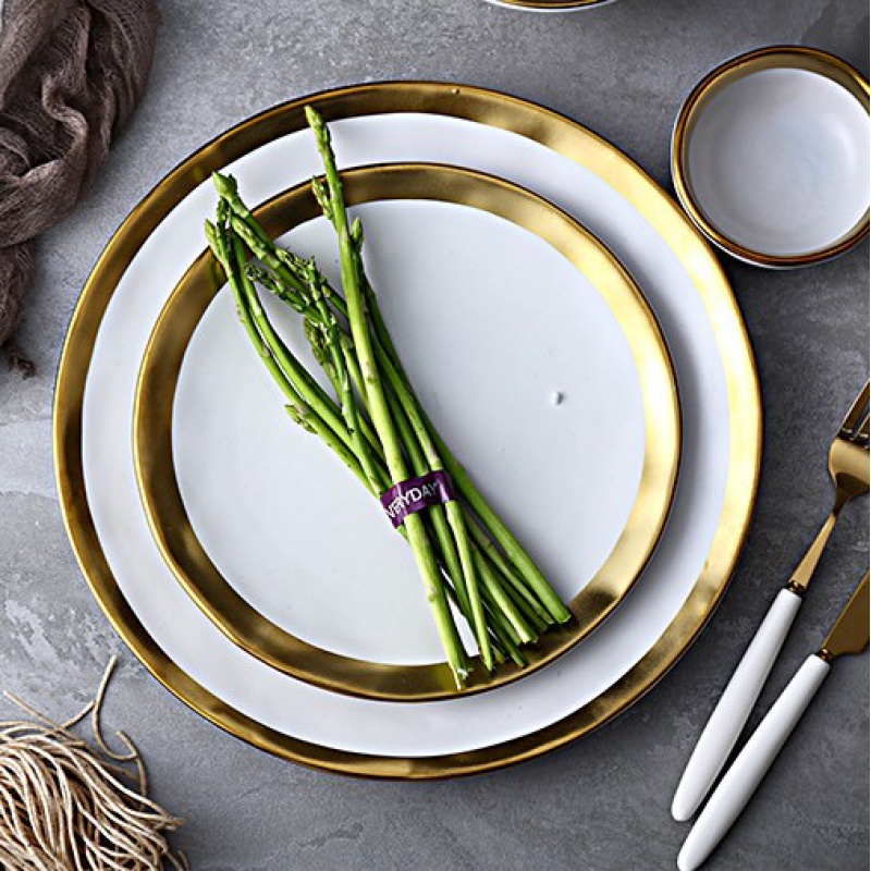 Western European ceramics steak matte enrolled paint plate plate of platinum fruit plates salad dishes with 0