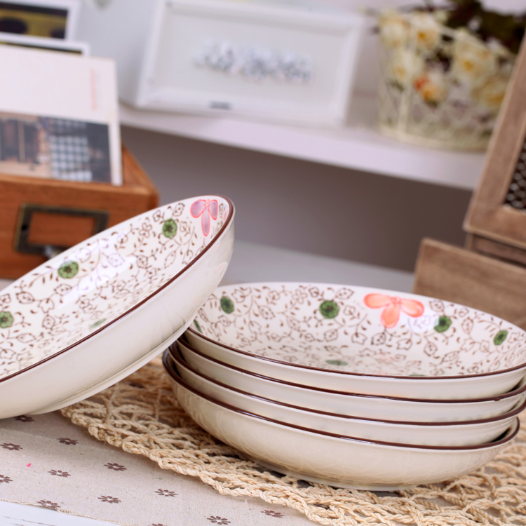 The Original Japanese and Korean ceramics tableware five - color series of peace and prosperity for the deep dish bowl