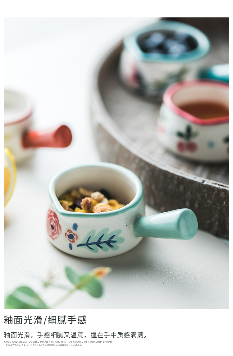 Japanese ceramics have the small milk pan handle milk pot of milk cup sauce dish flavor dishes tableware utensils large coffee for breakfast