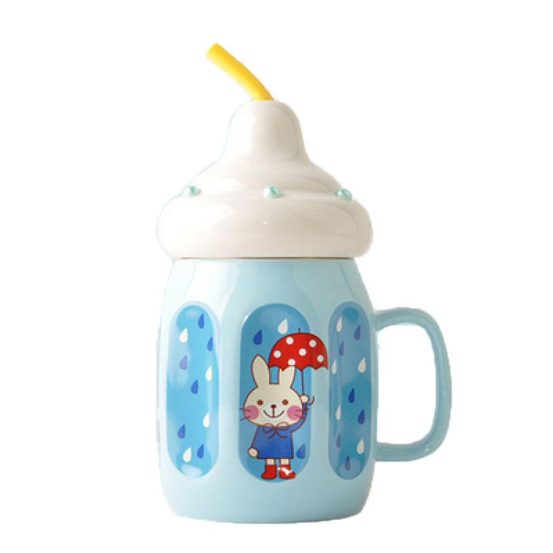 Northern wind mark cup express picking cups of water glass ceramic cups with cover milk tea ultimately responds with a straw