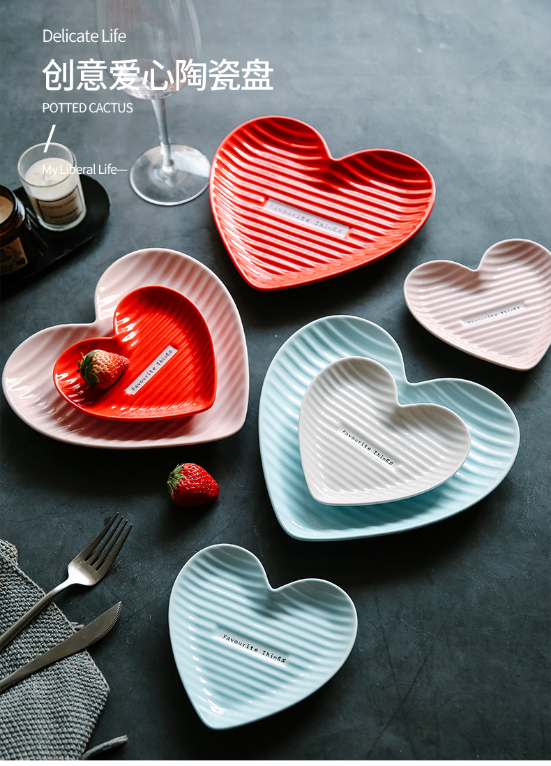 Ins web celebrity creative ceramic plate is irregular household dish vegetable salad breakfast tray was love cake pan