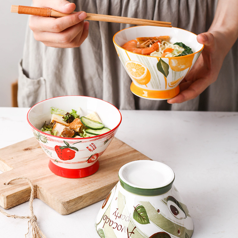 Japanese hand - made ceramic household eat tall bowl hat to bowl of flowers rainbow such as bowl of rice bowl five inches small bowl of salad bowl